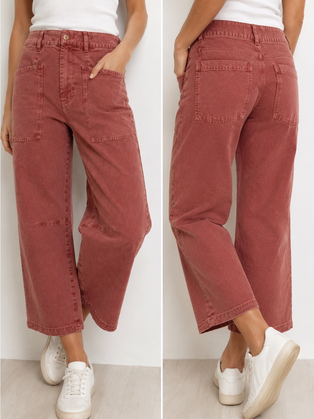Lucky Brand High-Rise Wide Leg Crop Pants in Dusty Rose Terracotta Woman’s 4